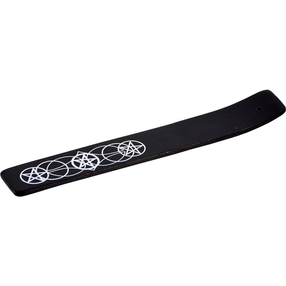 Painted Wood Incense Holder - Pentacle Black