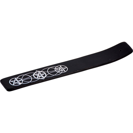 Painted Wood Incense Holder - Pentacle Black