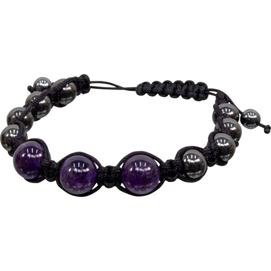 Magnetic Hematite Bracelet - Amethyst