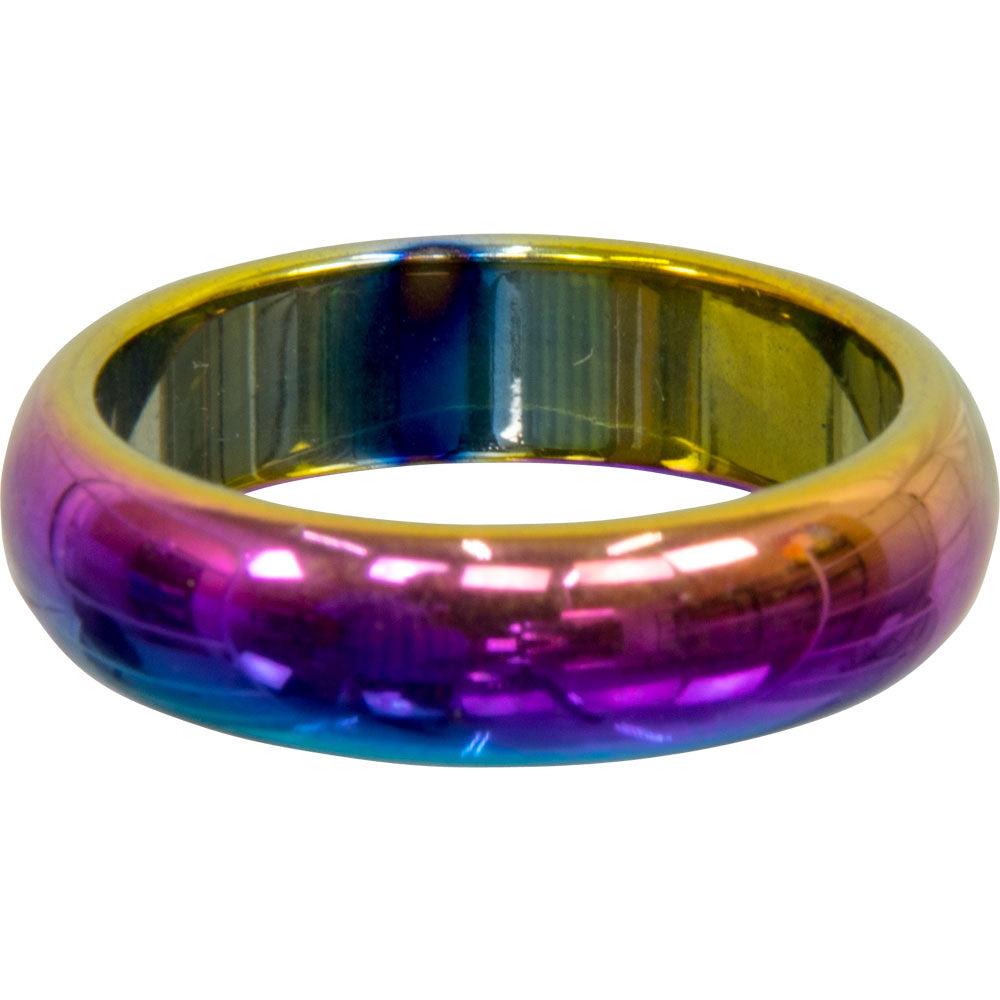 Rainbow Hematite Ring Round - Non Magnetic