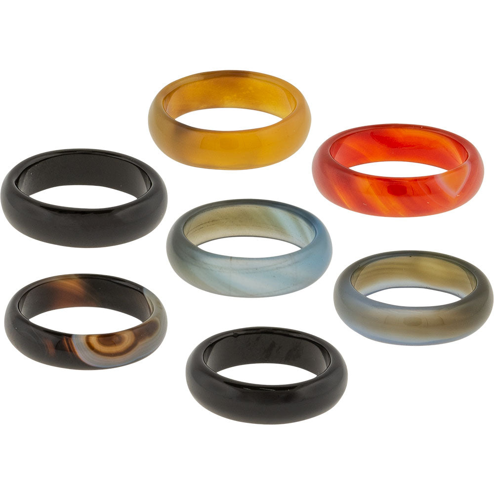 Gemstone Agate Rings Assorted Colors