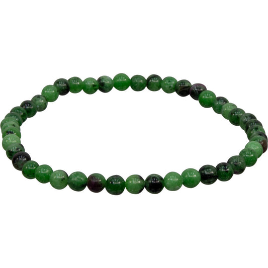 Elastic Bracelet 4mm Round Beads - Ruby Zoisite