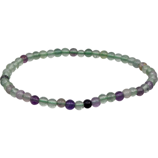Elastic Bracelet 4mm Round Beads - Rainbow Fluorite