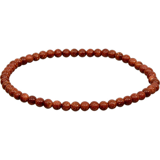 Elastic Bracelet 4mm Round Beads - Goldstone