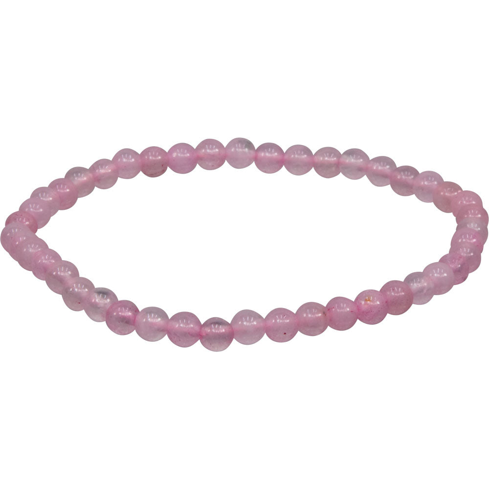 Elastic Bracelet 4mm Round Beads - Rose Quartz