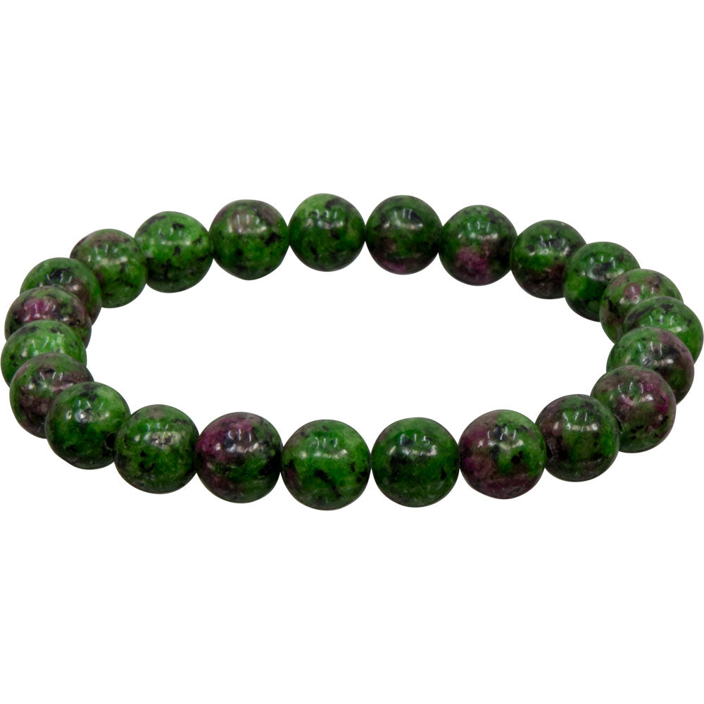 Elastic Bracelet 8mm Round Beads - Ruby Zoisite