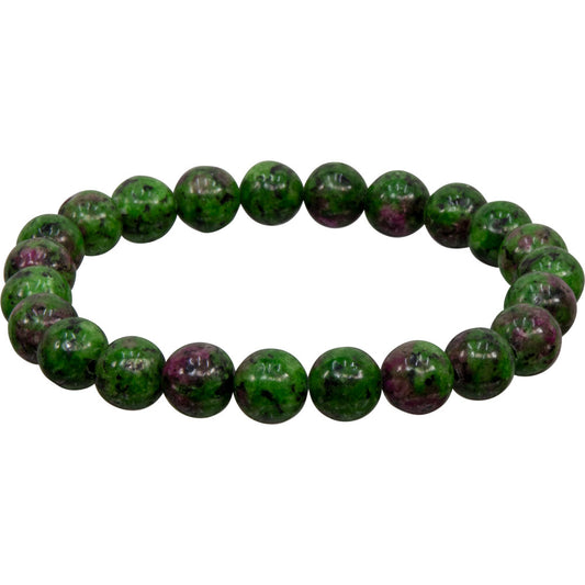 Elastic Bracelet 8mm Round Beads - Ruby Zoisite