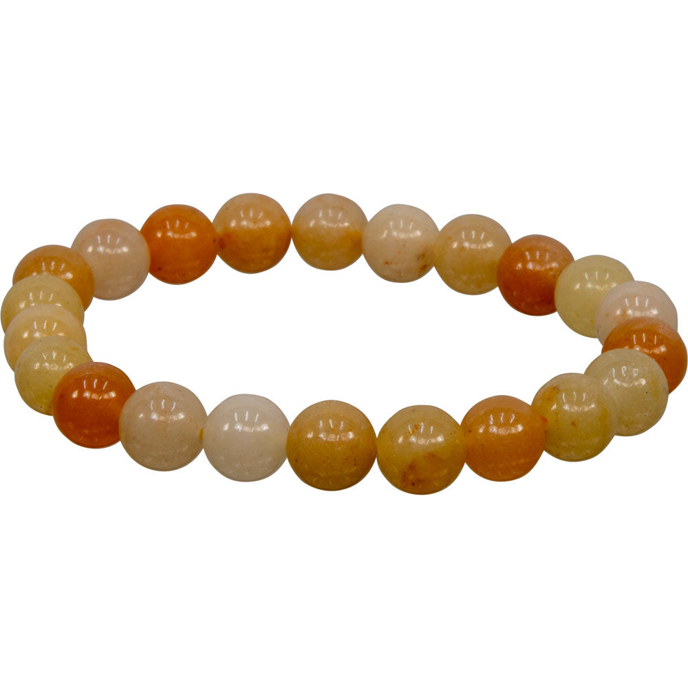Elastic Bracelet 8mm Round Beads - Yellow Jade