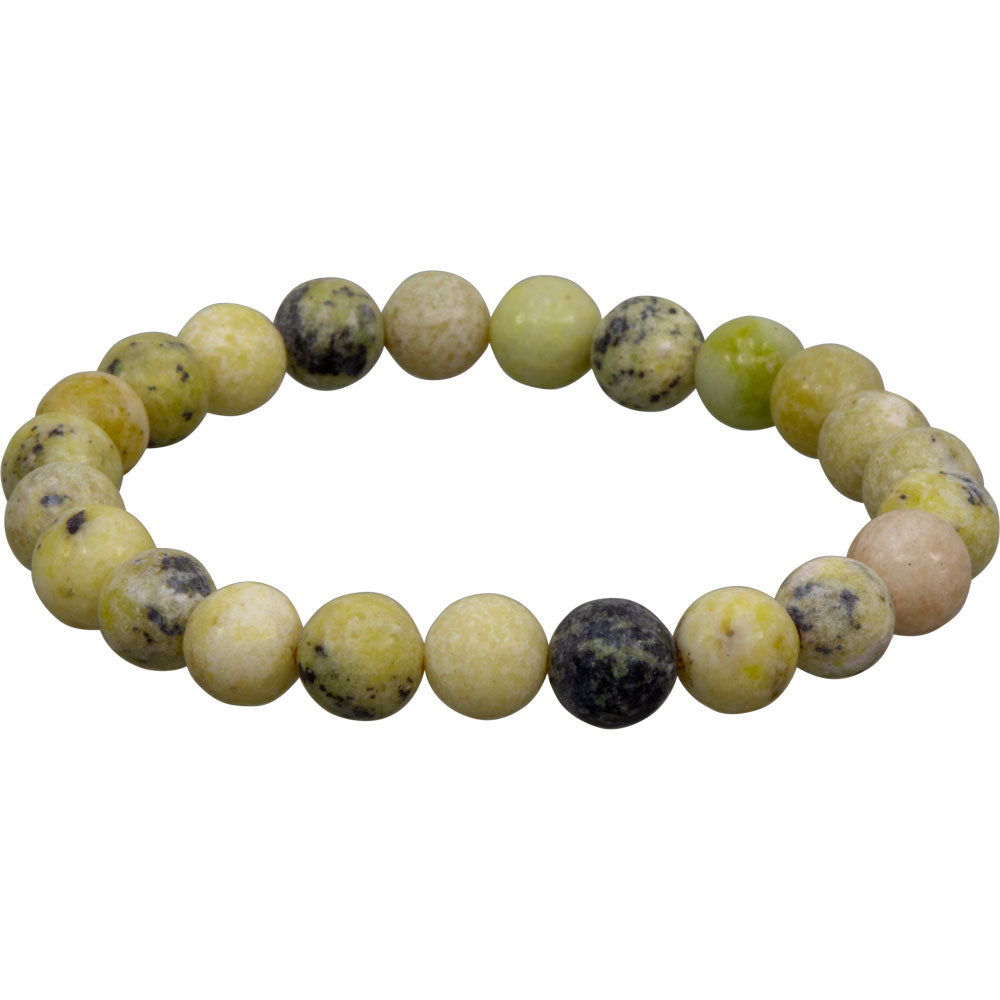 Elastic Bracelet 8mm Round Beads - Serpentine