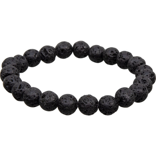 Elastic Bracelet 8mm Round Beads - Lava