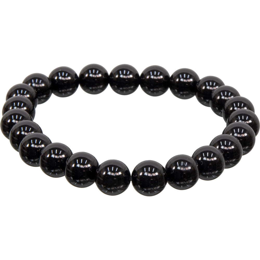 Elastic Bracelet 8mm Round Beads - Black Onyx