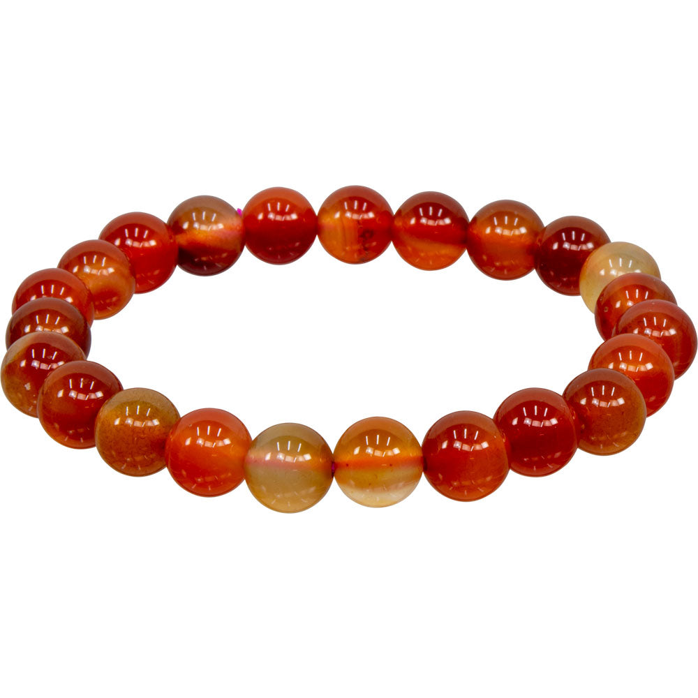 Elastic Bracelet 8mm Round Beads - Brown & Red Agate