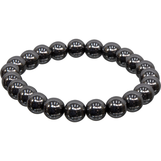 Elastic Bracelet 8mm Round Beads - Hematite