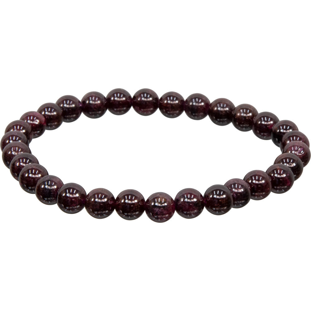 Elastic Bracelet 5-6mm Round Beads - Garnet