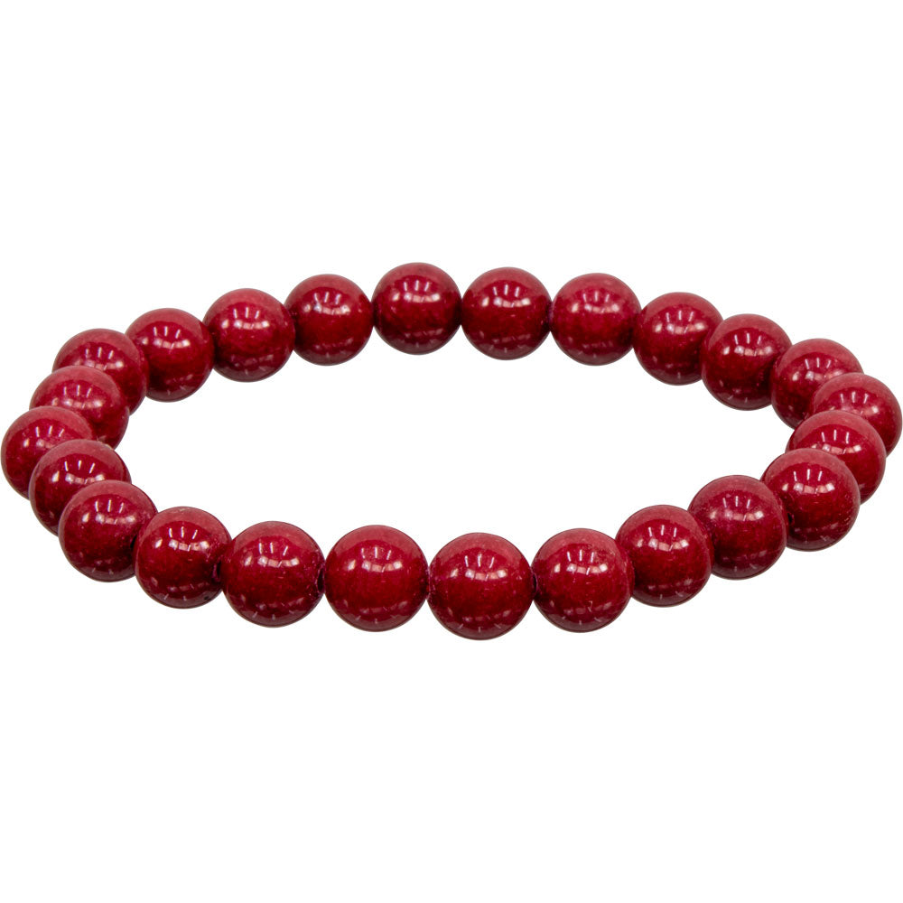Elastic Bracelet 8mm Round Beads - Mountain Jade