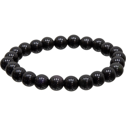 Elastic Bracelet 8mm Round Beads - Goldsheen Obsidian