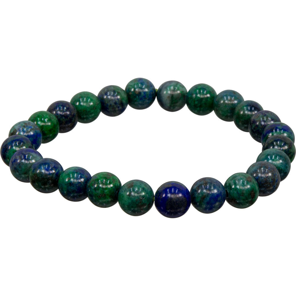 Elastic Bracelet 8mm Round Beads - Chrysocolla (Blue)