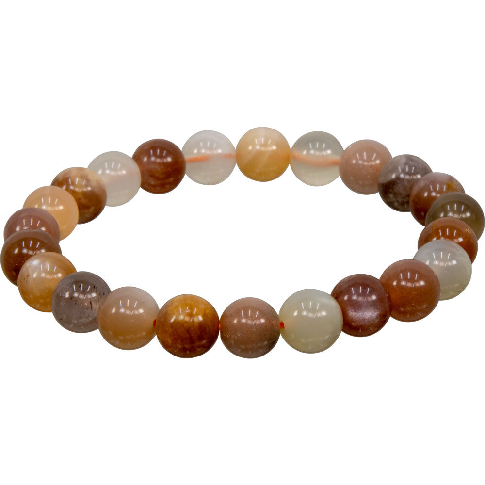 Elastic Bracelet 6-8mm Round Beads - Multi-color Moonstone