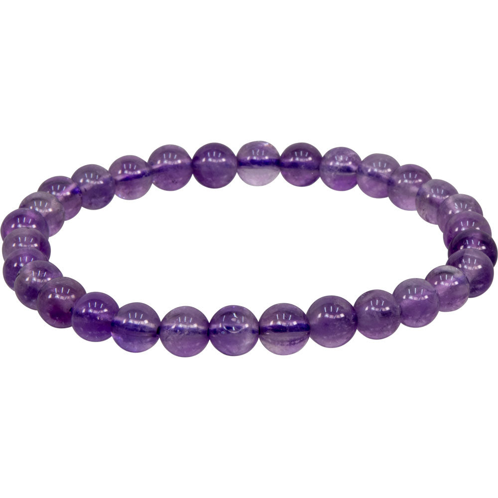 Elastic Bracelet 6-8mm Round Beads - Amethyst