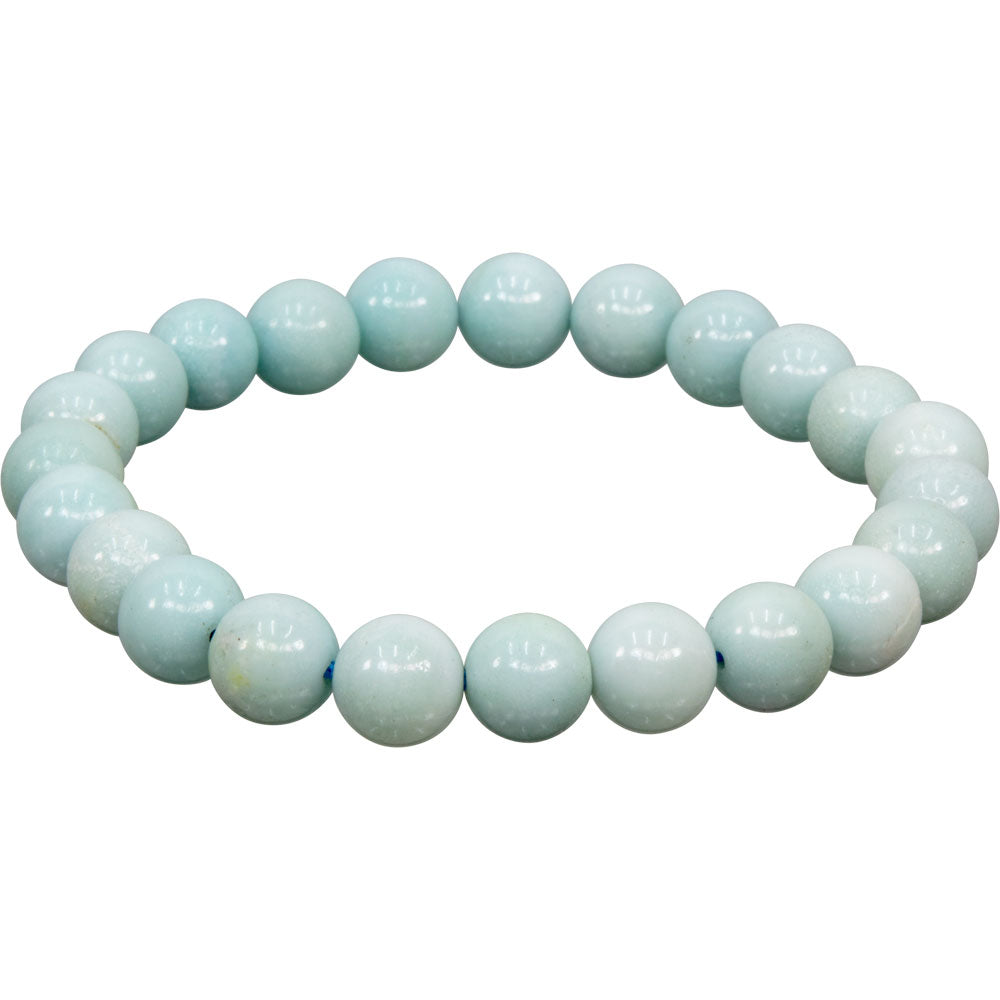 Elastic Bracelet 5-9mm Round Beads - Amazonite