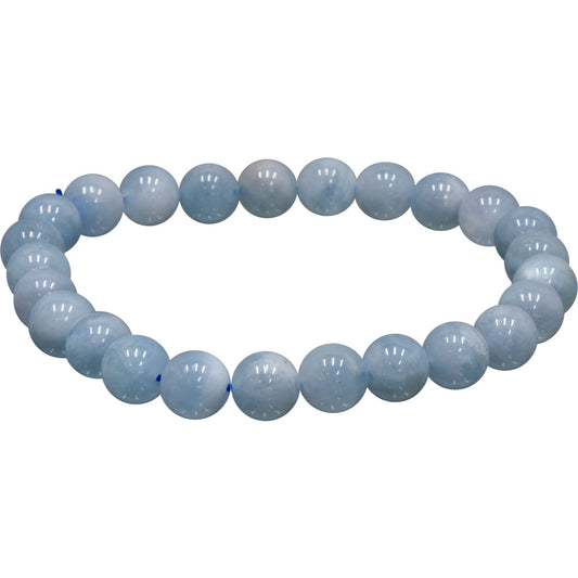 Elastic Bracelet 5-7mm Round Beads - Aquamarine