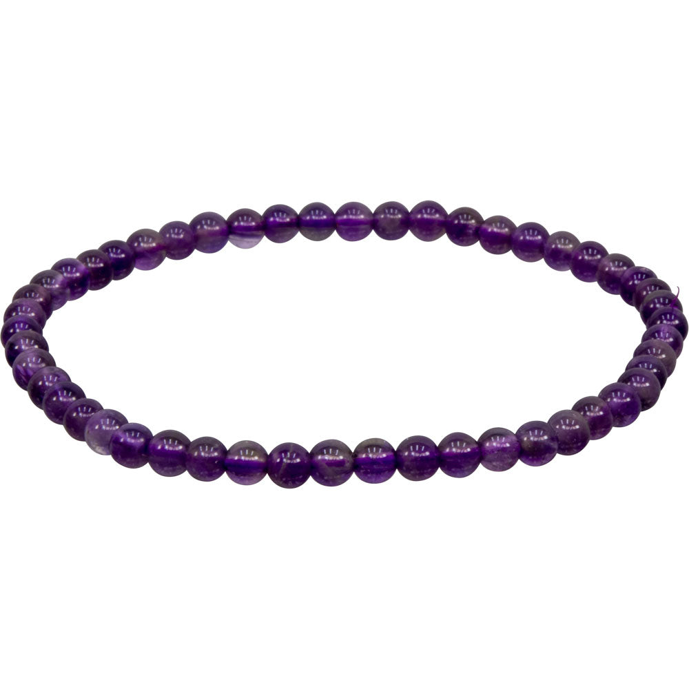 Elastic Bracelet 4mm Round Beads - Amethyst