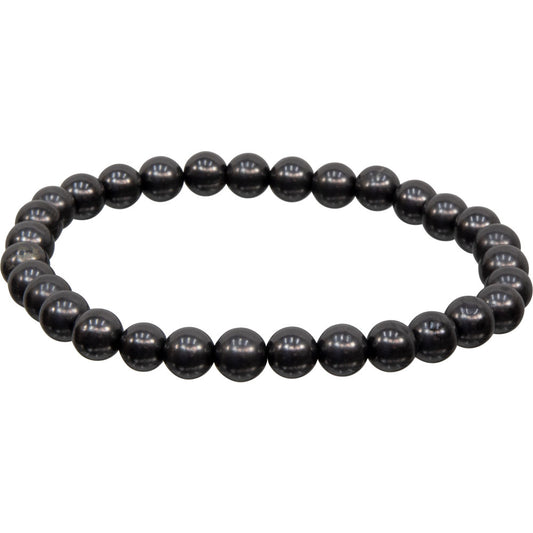 Elastic Bracelet 6mm Round Beads - Shungite