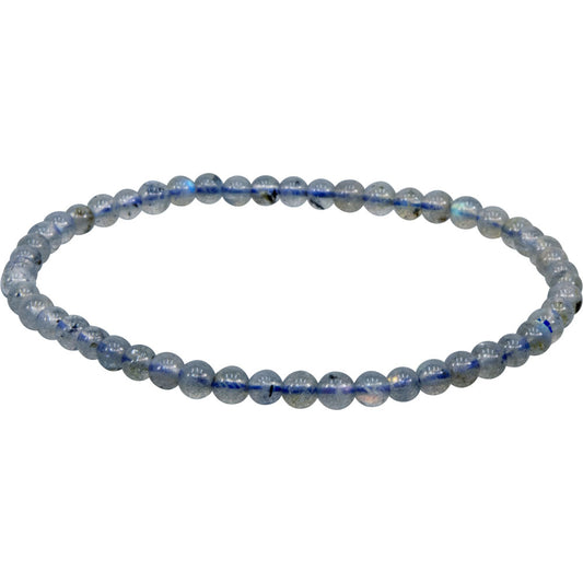 Elastic Bracelet 4mm Round Beads - Labradorite