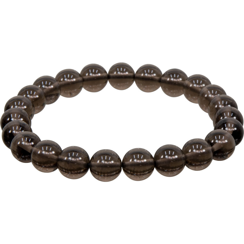 Elastic Bracelet 8mm Round Beads - Smoky Qtz