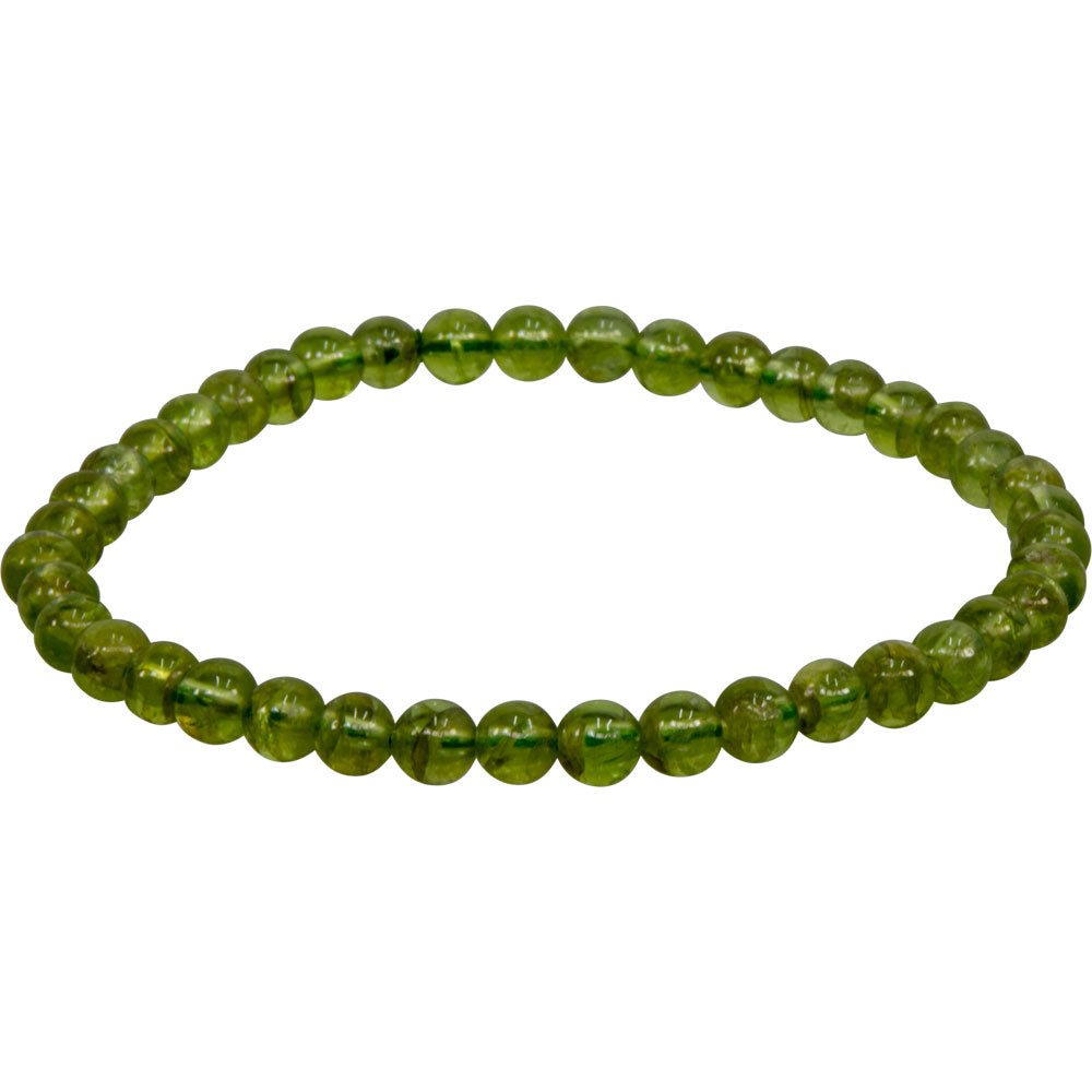 Elastic Bracelet 5-6mm Round Beads - Peridot