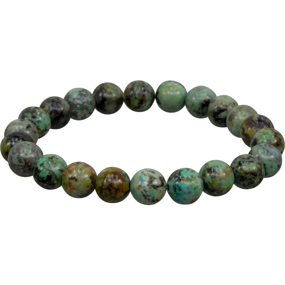 Elastic Bracelet 8mm Round Beads - African Turquoise