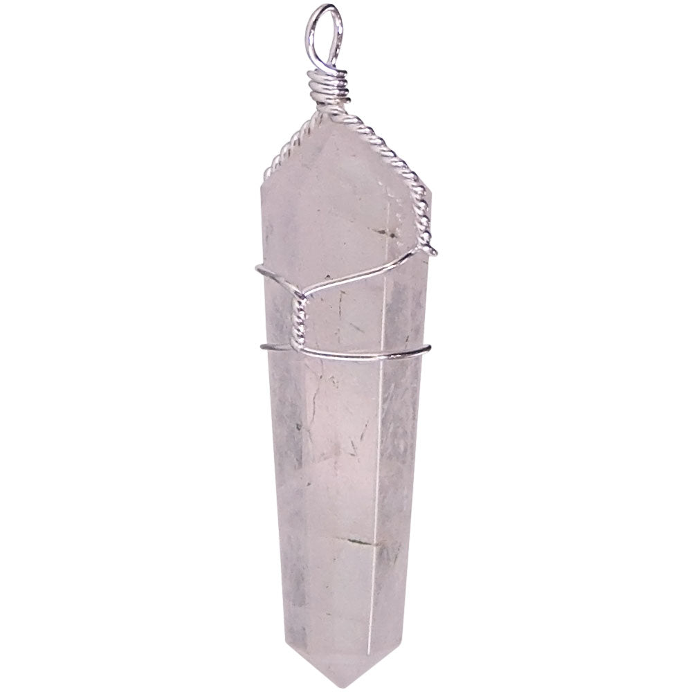 Wire Wrapped Point Pendants - Rose Qtz