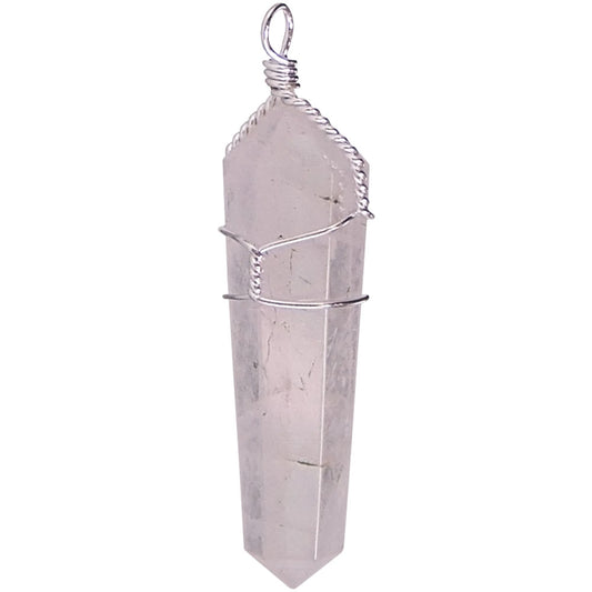 Wire Wrapped Point Pendants - Rose Qtz