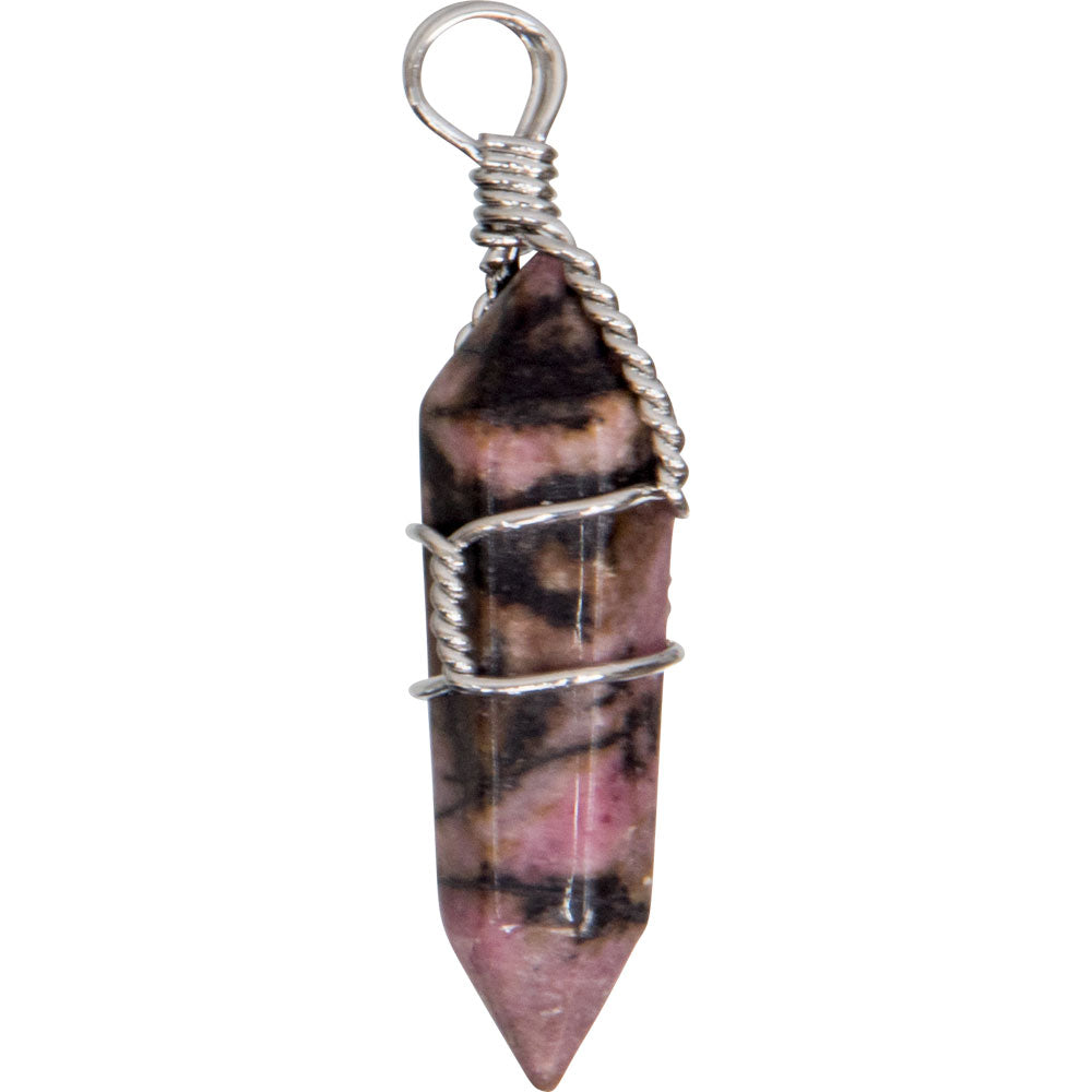 Wire Wrapped Point Pendants - Rhodonite