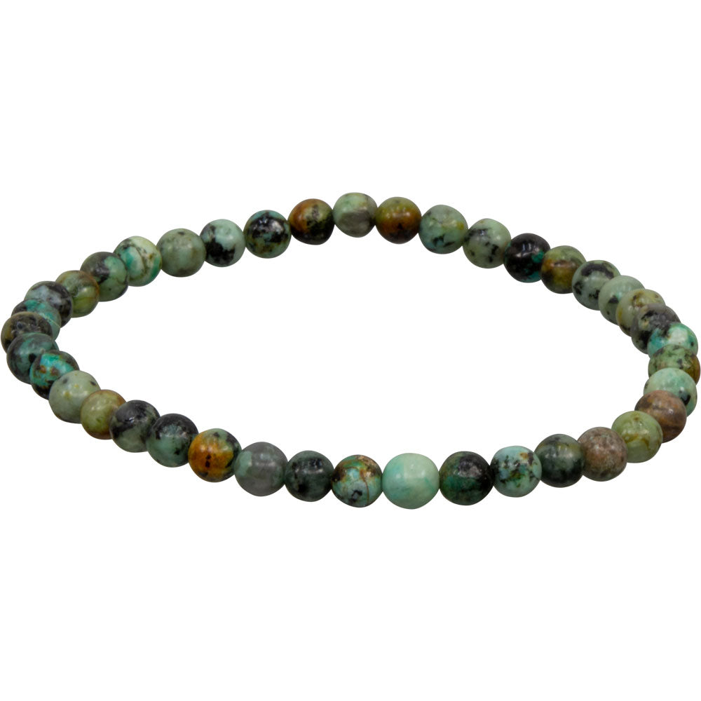 Elastic Bracelet 4mm Round Beads - African Turquoise