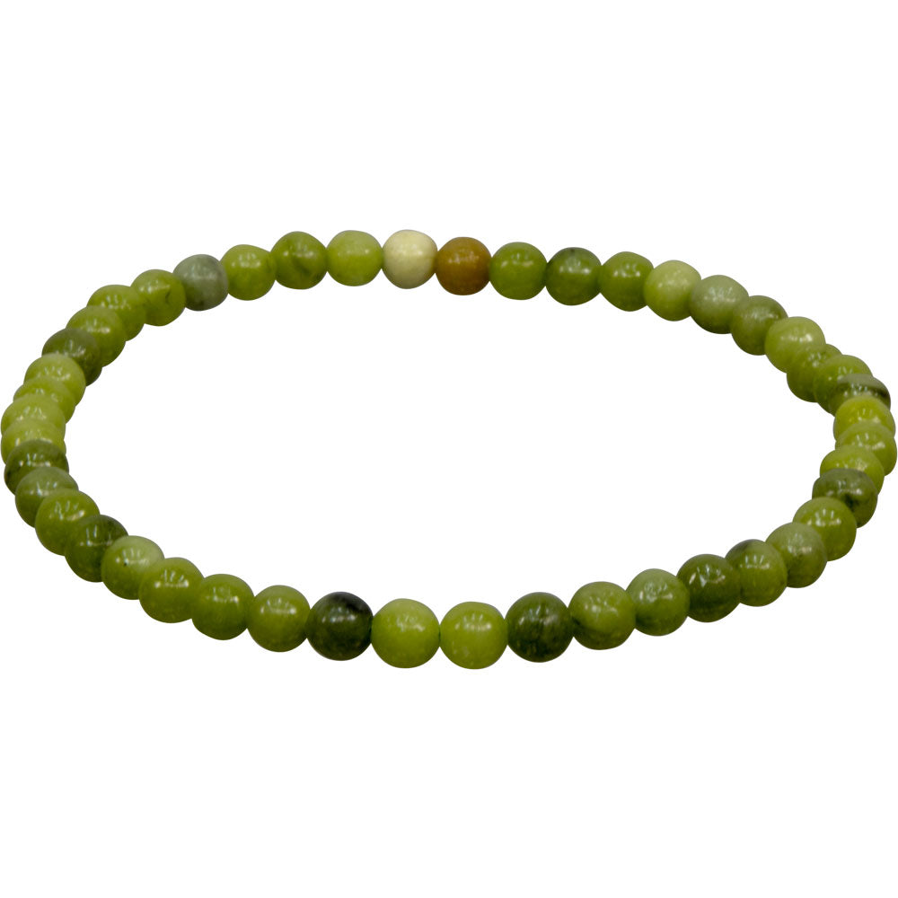 Elastic Bracelet 4mm Round Beads - Chinese Jade