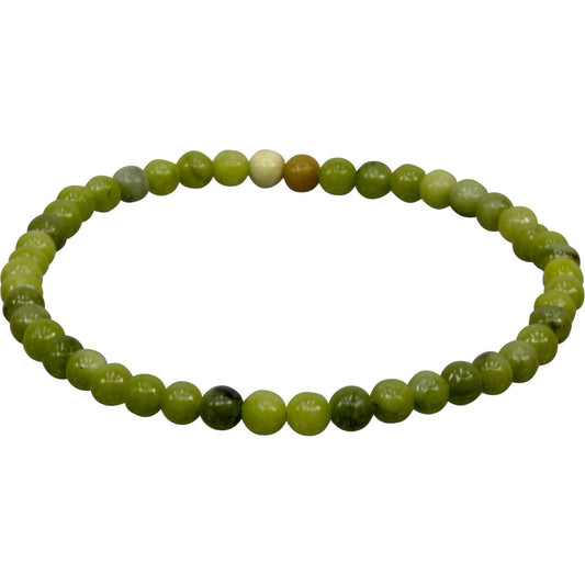 Elastic Bracelet 4mm Round Beads - Chinese Jade