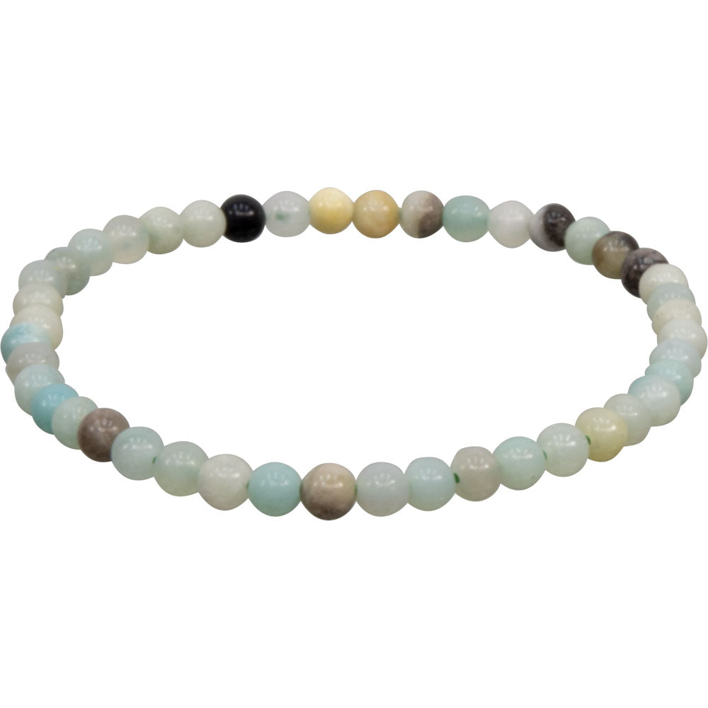 Elastic Bracelet 4mm Round Beads - Mixed Amazonite