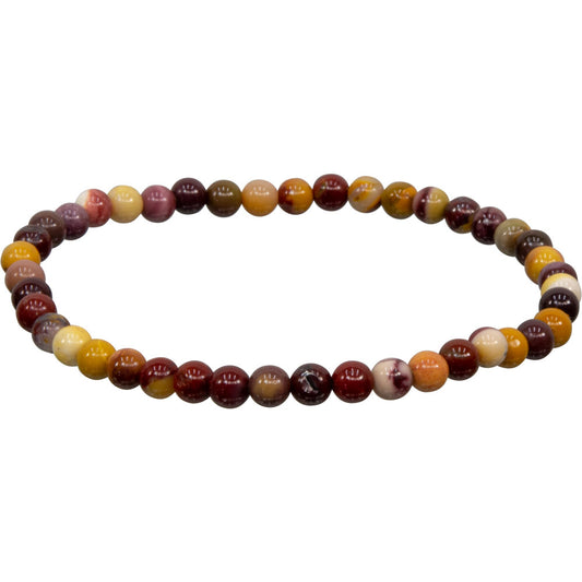 Elastic Bracelet 4mm Round Beads - Mookaite