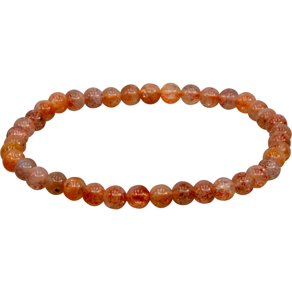 Elastic Bracelet 4mm Round Beads - Sunstone