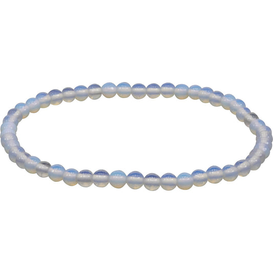 Elastic Bracelet 4mm Round Beads - Opalite