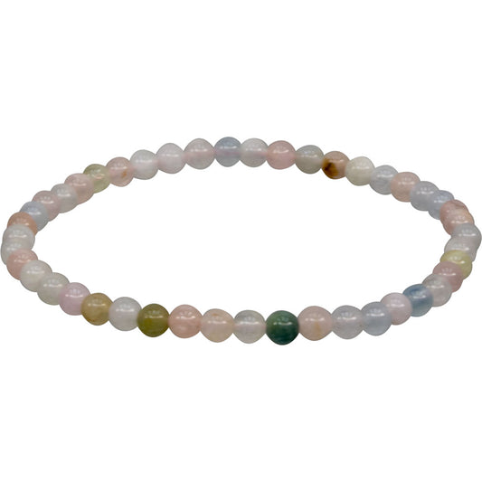 Elastic Bracelet 4mm Round Beads - Morganite