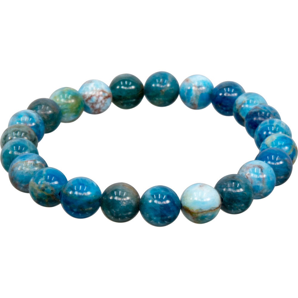 Elastic Bracelet 6-8mm Round Beads - Apatite (Blue)