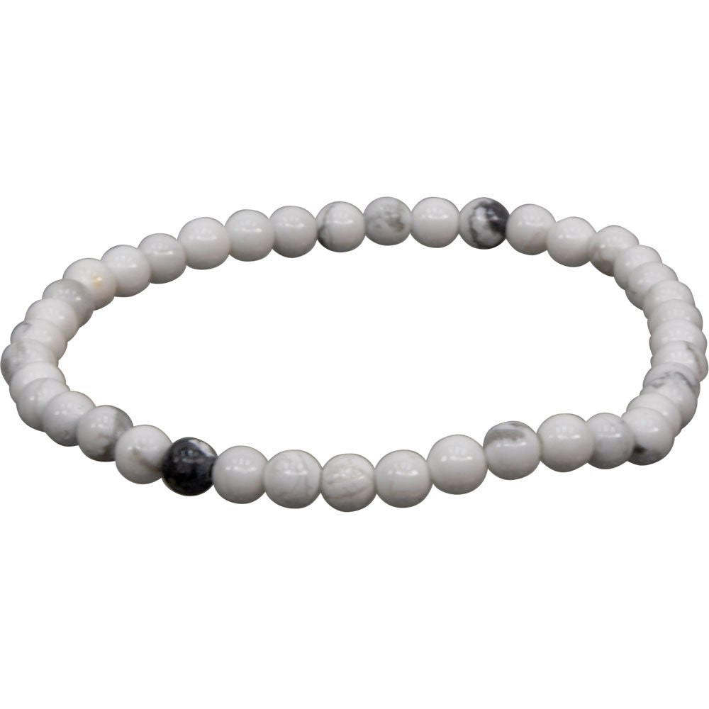 Elastic Bracelet 4mm Round Beads - Howlite