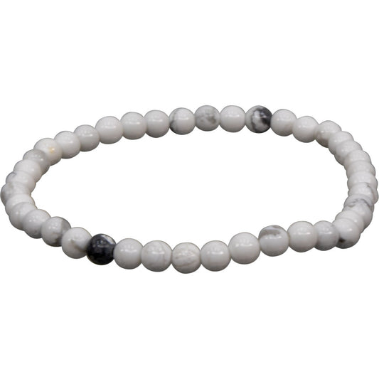 Elastic Bracelet 4mm Round Beads - Howlite