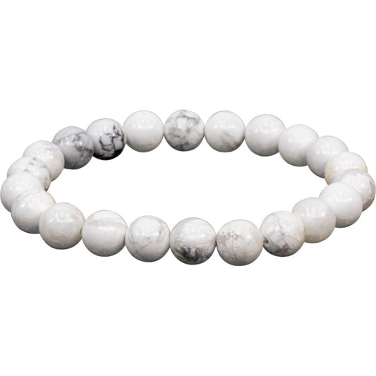 Elastic Bracelet 8mm Round Beads - Howlite