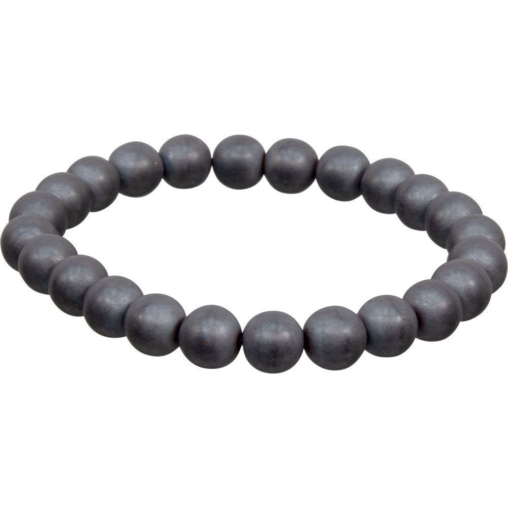 Elastic Bracelet 8 mm Round Beads - Matte Hematite