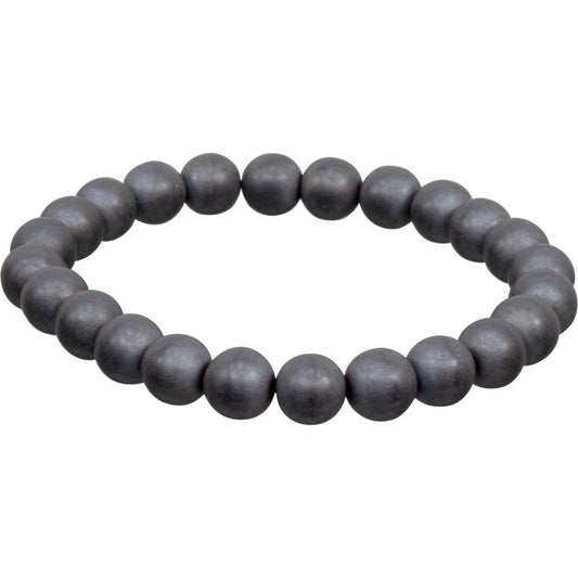 Elastic Bracelet 8 mm Round Beads - Matte Hematite