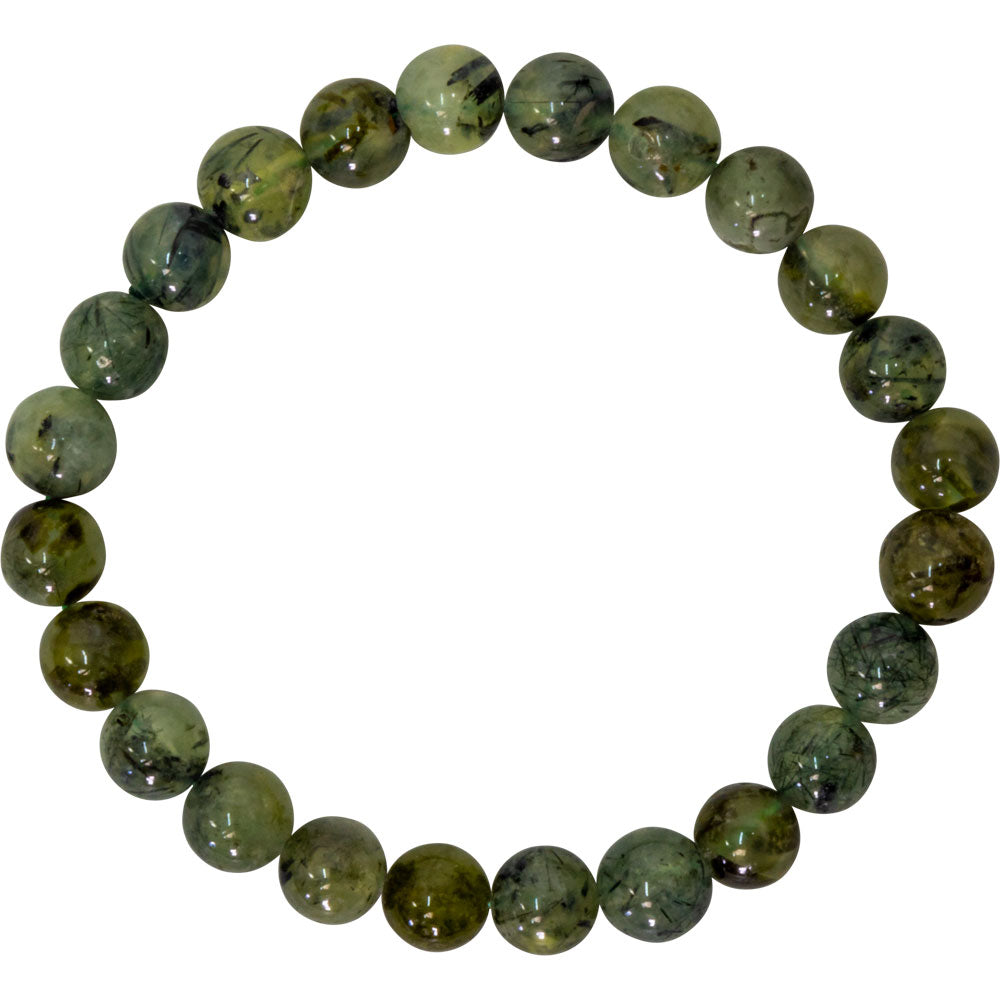 Elastic Bracelet 8mm Round Beads - Prehnite