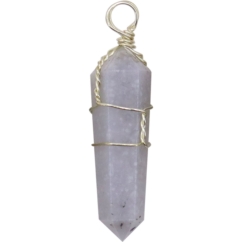 Wire Wrapped Point Pendant - Blue Chalcedony